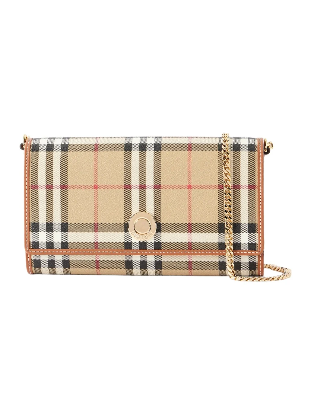 Checked Leather-trimmed Coated Canvas Clutch Checked Leather-trimmed Coated Canvas Clutch