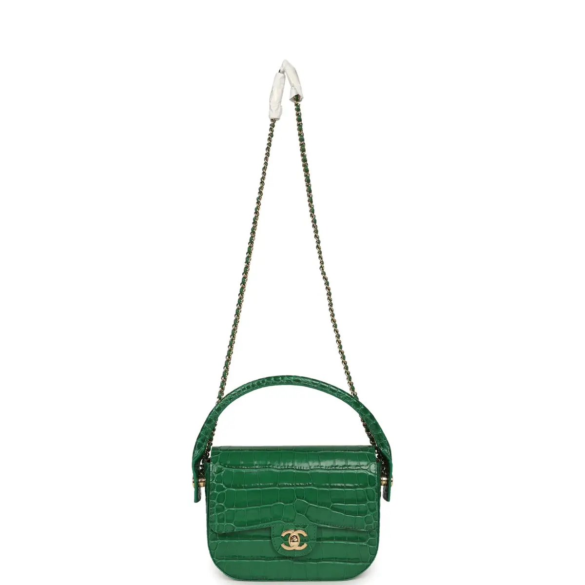 Chanel Chanel Mini Top Handle "Turn Around" Flap Bag Green Croc Embossed Calfskin Gold Hardware | Thumbnail 6 Chanel Chanel Mini Top Handle "Turn Around" Flap Bag Green Croc Embossed Calfskin Gold Hardware | Thumbnail 6