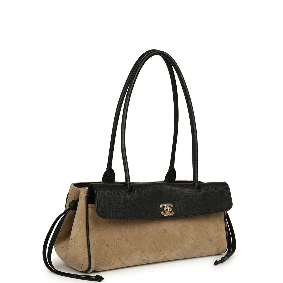 Chanel Chanel Small "Urban Essential" East West Shopping Tote Black Grained Calfskin and Beige Suede Gold Hardware | Thumbnail 2