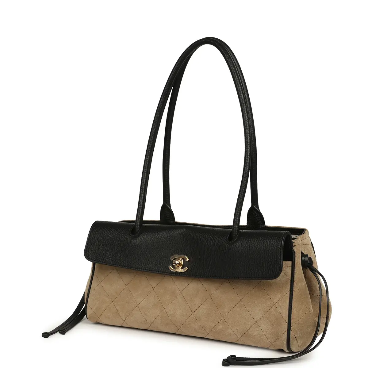 Chanel Chanel Small "Urban Essential" East West Shopping Tote Black Grained Calfskin and Beige Suede Gold Hardware | Thumbnail 5