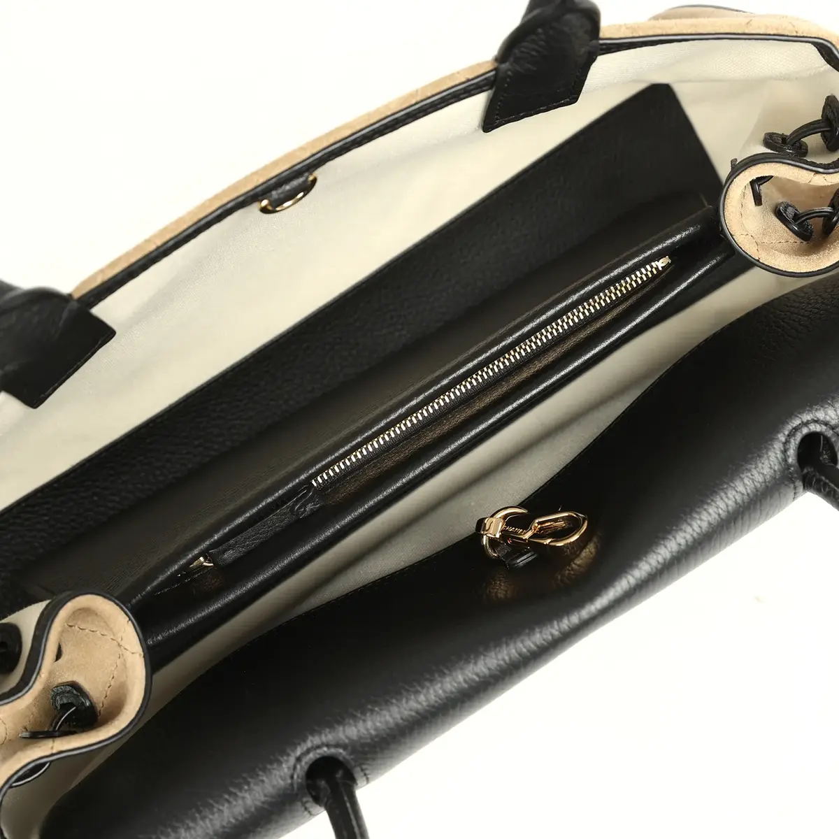 Chanel Chanel Small "Urban Essential" East West Shopping Tote Black Grained Calfskin and Beige Suede Gold Hardware | Thumbnail 7