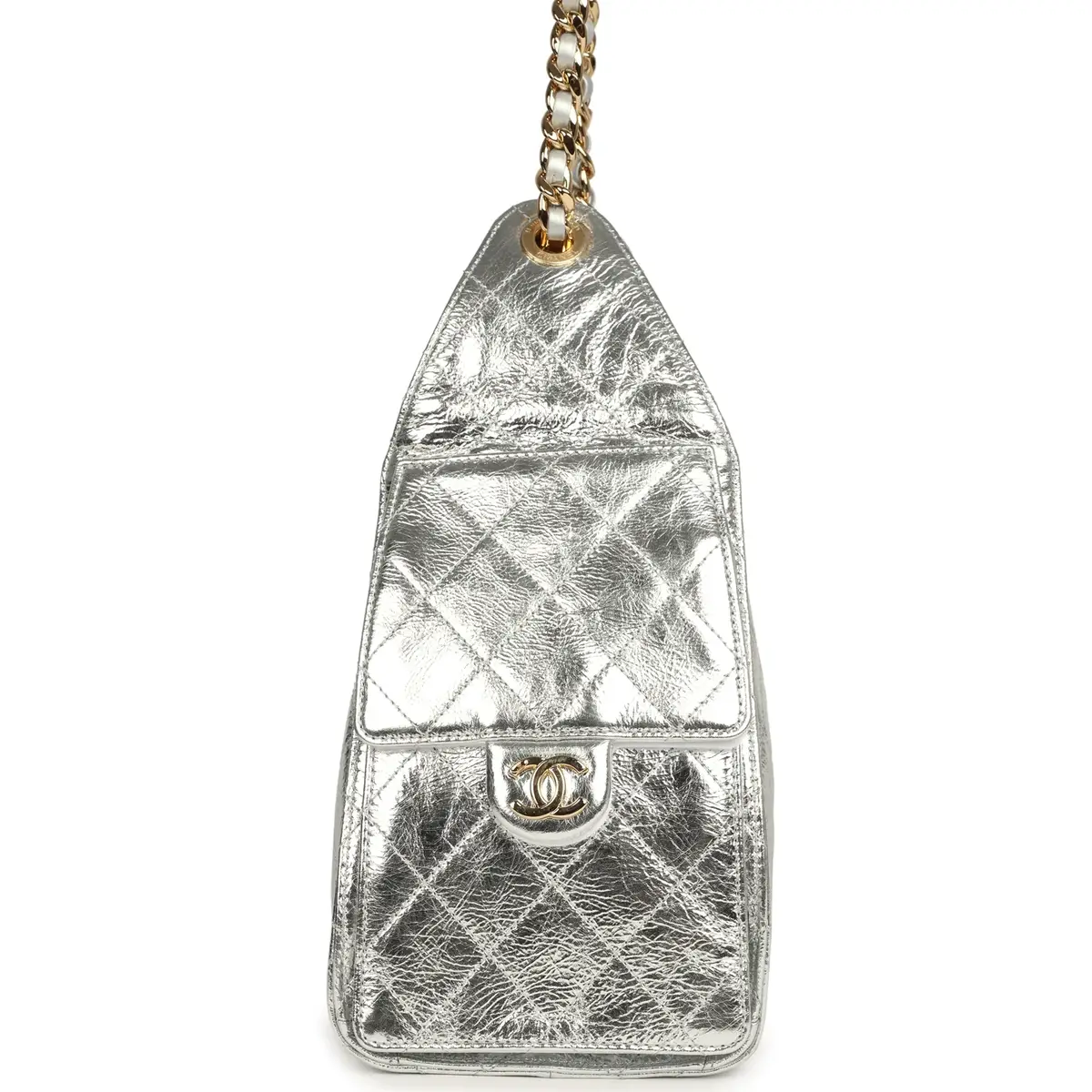Chanel Chanel Small 25 Hobo Bag Silver Metallic Calfskin Gold Hardware | Thumbnail 3 Chanel Chanel Small 25 Hobo Bag Silver Metallic Calfskin Gold Hardware | Thumbnail 3