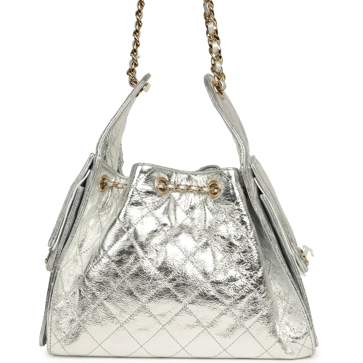 Chanel Chanel Small 25 Hobo Bag Silver Metallic Calfskin Gold Hardware | Thumbnail 4 Chanel Chanel Small 25 Hobo Bag Silver Metallic Calfskin Gold Hardware | Thumbnail 4
