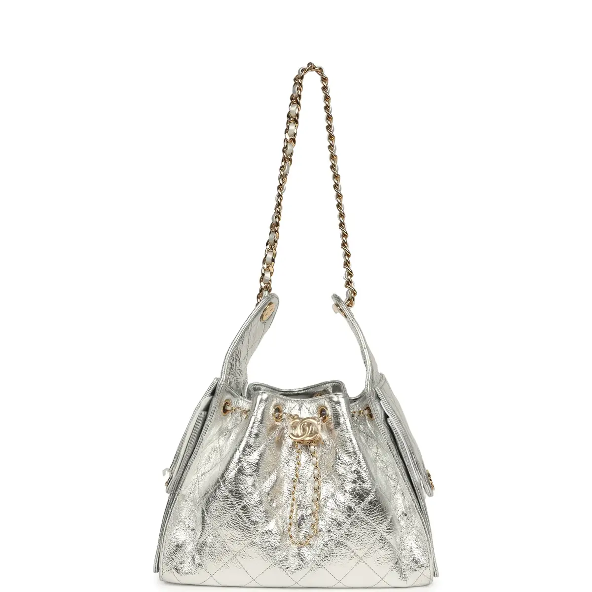 Chanel Chanel Small 25 Hobo Bag Silver Metallic Calfskin Gold Hardware | Thumbnail 7 Chanel Chanel Small 25 Hobo Bag Silver Metallic Calfskin Gold Hardware | Thumbnail 7