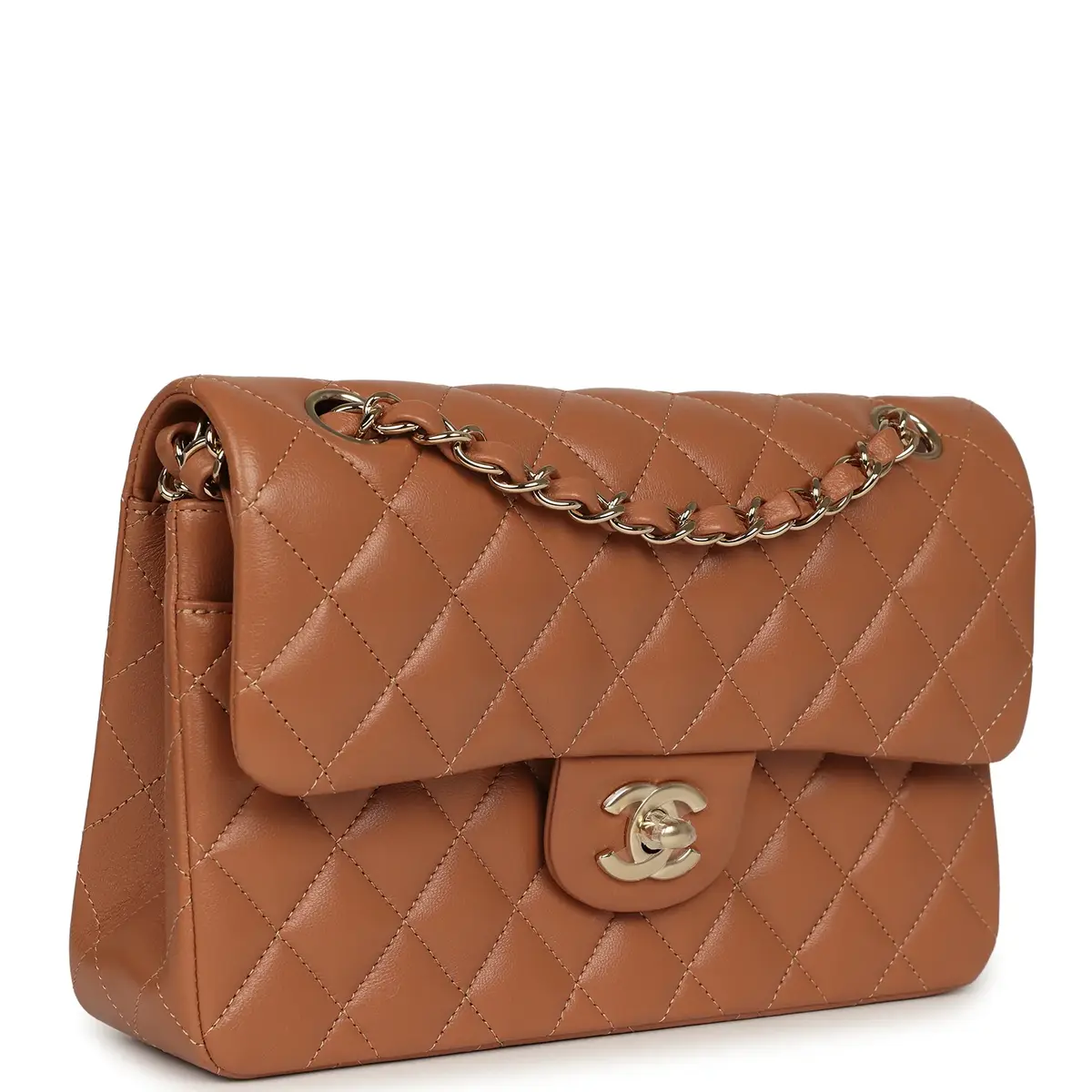 Chanel Chanel Small Classic Double Flap Bag Caramel Lambskin Light Gold Hardware | Thumbnail 2 Chanel Chanel Small Classic Double Flap Bag Caramel Lambskin Light Gold Hardware | Thumbnail 2