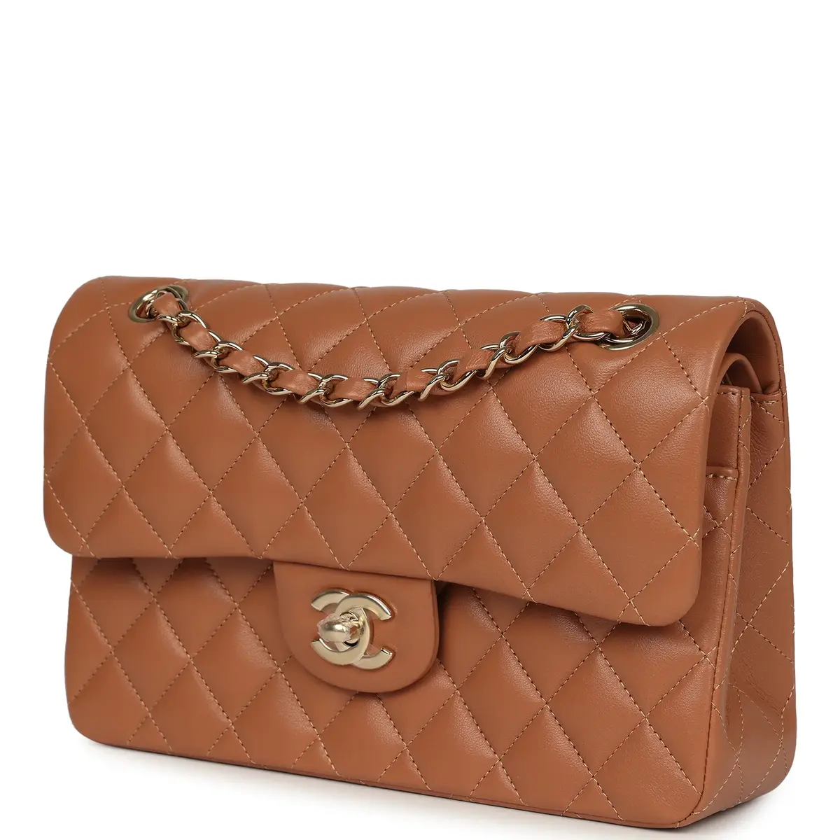 Chanel Chanel Small Classic Double Flap Bag Caramel Lambskin Light Gold Hardware | Thumbnail 5 Chanel Chanel Small Classic Double Flap Bag Caramel Lambskin Light Gold Hardware | Thumbnail 5