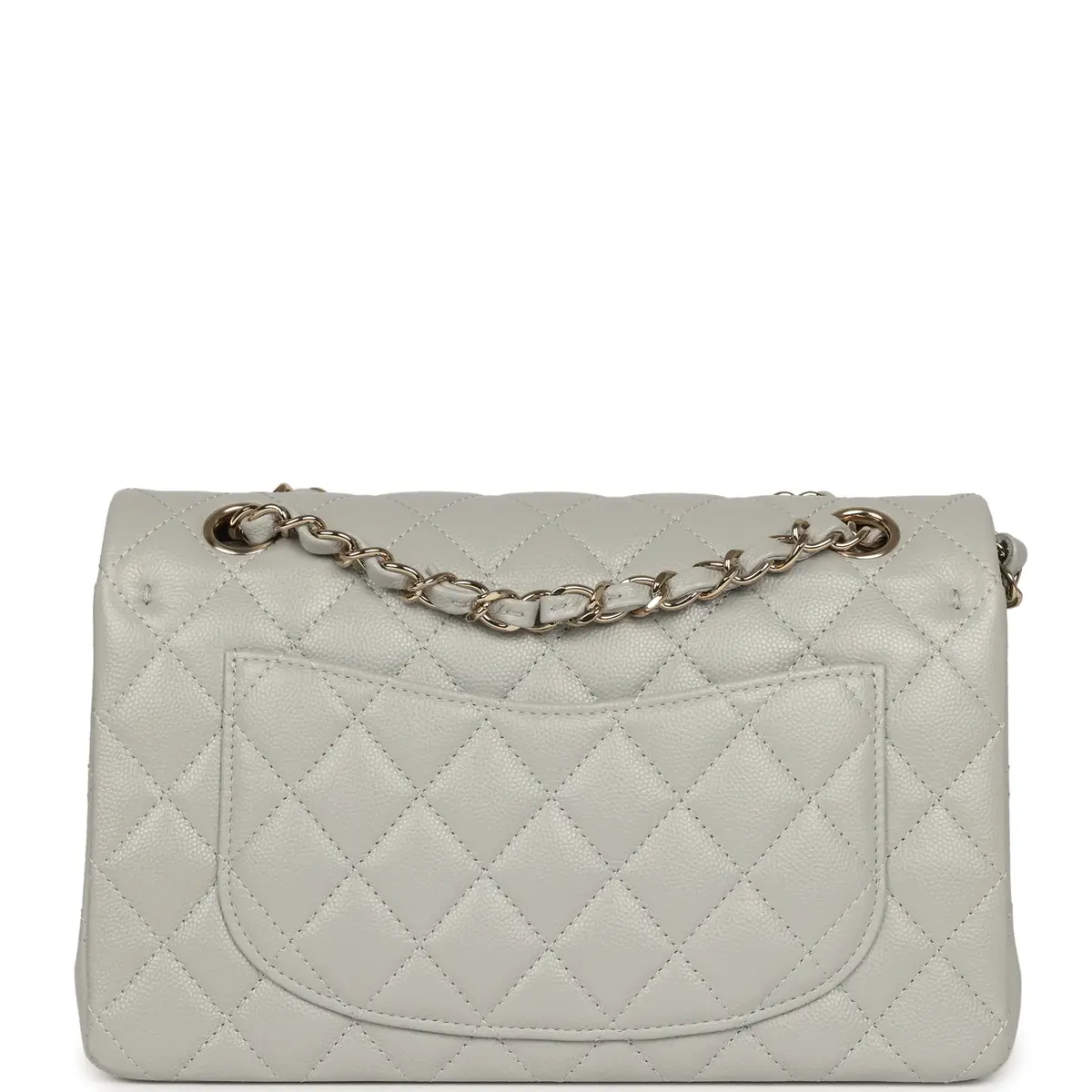 Chanel Chanel Small Classic Double Flap Bag Light Grey Caviar Light Gold Hardware | Thumbnail 4 Chanel Chanel Small Classic Double Flap Bag Light Grey Caviar Light Gold Hardware | Thumbnail 4
