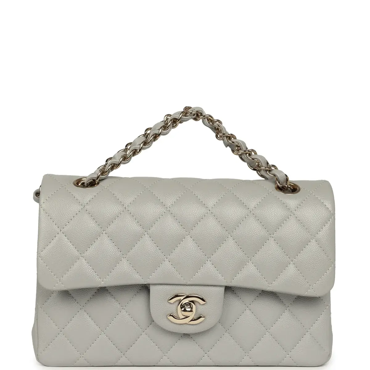 Chanel Chanel Small Classic Double Flap Bag Light Grey Caviar Light Gold Hardware | Thumbnail 7 Chanel Chanel Small Classic Double Flap Bag Light Grey Caviar Light Gold Hardware | Thumbnail 7