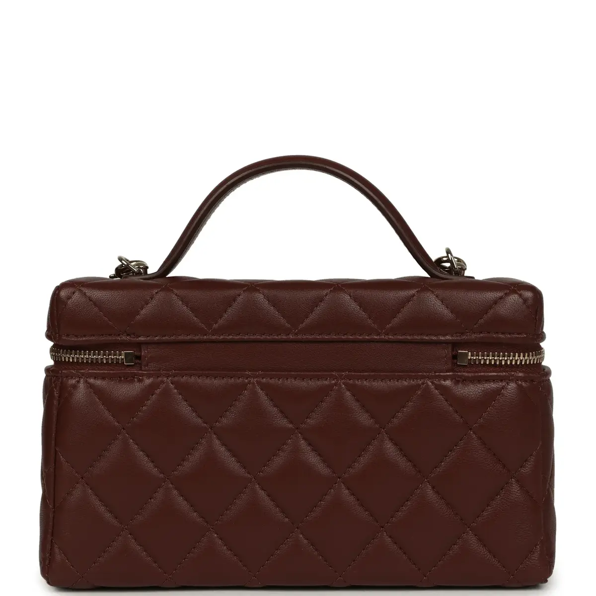 Chanel Chanel Top Handle Long Vanity Case with Chain Brown Lambskin Light Gold Hardware | Thumbnail 4