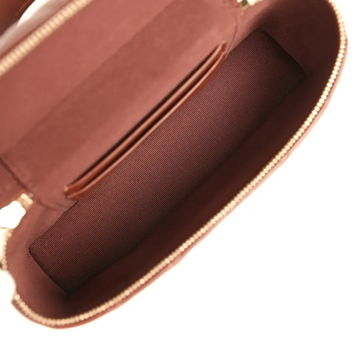 Chanel Chanel Top Handle Long Vanity Case with Chain Brown Lambskin Light Gold Hardware | Thumbnail 8