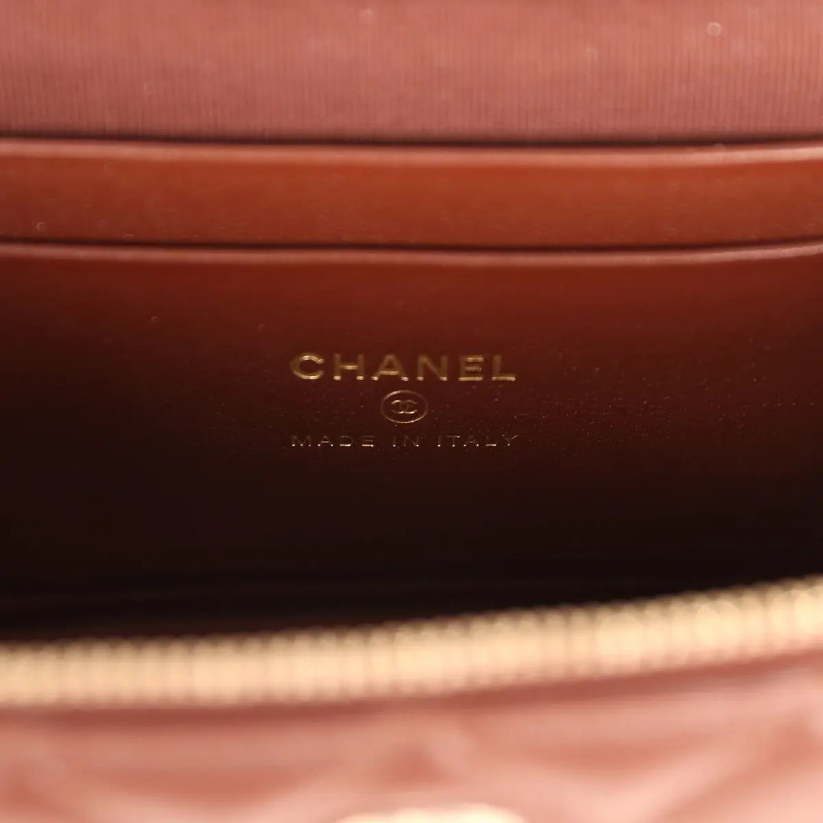 Chanel Chanel Top Handle Long Vanity Case with Chain Brown Lambskin Light Gold Hardware | Thumbnail 9