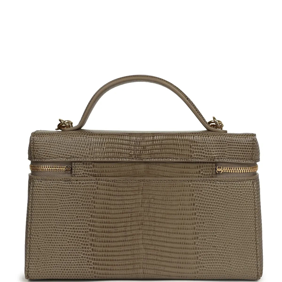 Chanel Chanel Top Handle Long Vanity Case with Chain Dark Khaki Lizard Embossed Calfskin Gold Hardware | Thumbnail 4 Chanel Chanel Top Handle Long Vanity Case with Chain Dark Khaki Lizard Embossed Calfskin Gold Hardware | Thumbnail 4