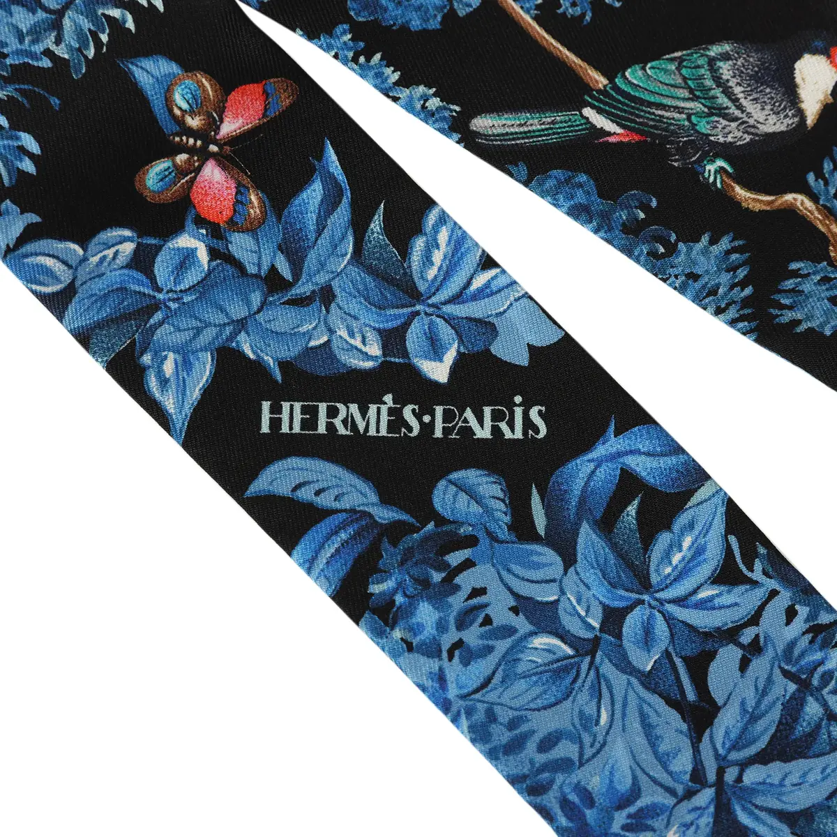 HERMÈS Hermes "Equateur" Black, Bleu Multi Silk Twilly Pair | Thumbnail 3 HERMÈS Hermes "Equateur" Black, Bleu Multi Silk Twilly Pair | Thumbnail 3