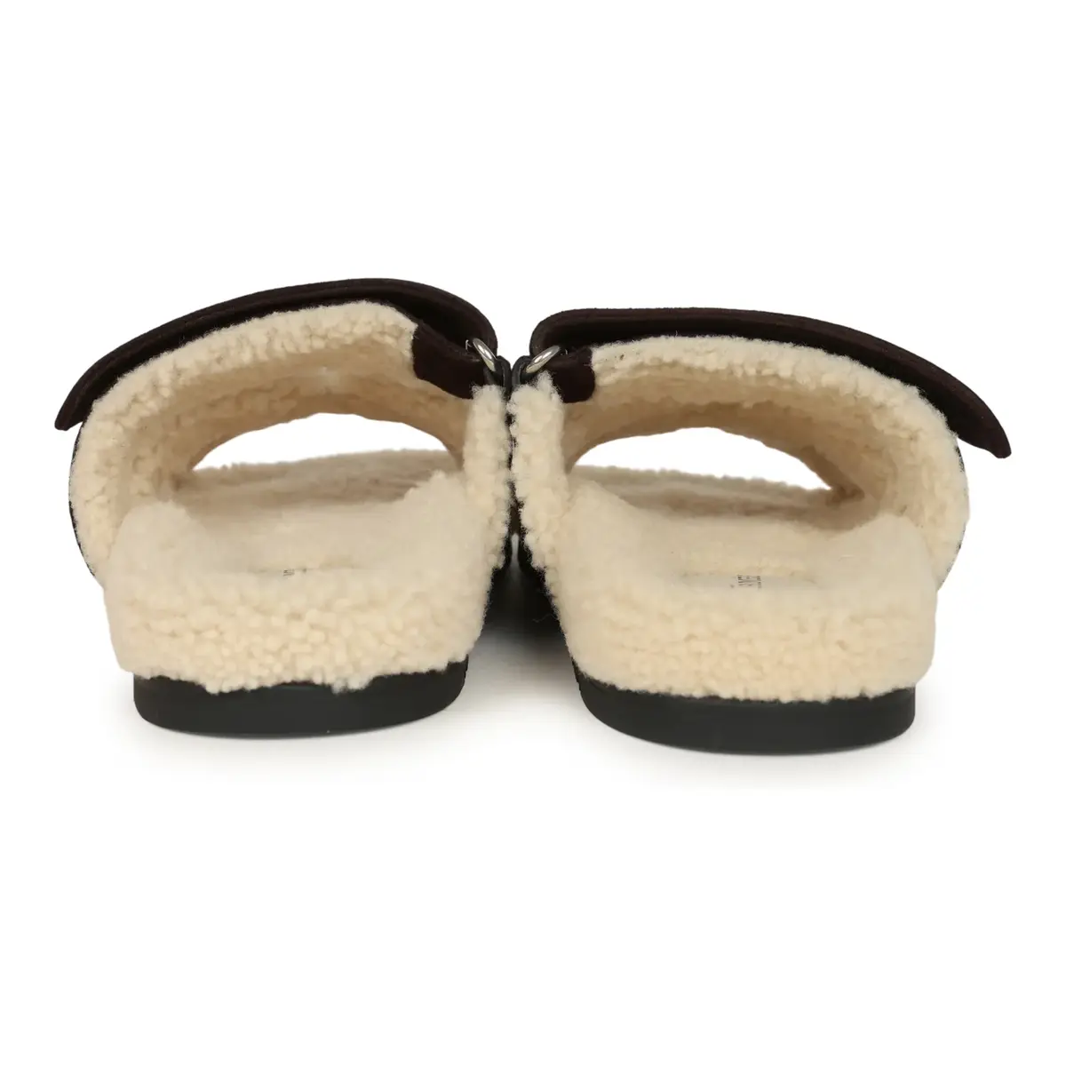 HERMÈS Hermes Chypre Techno Sandals Marron Ebene Suede and Ecru Shearling Palladium Hardware EU | Thumbnail 4 HERMÈS Hermes Chypre Techno Sandals Marron Ebene Suede and Ecru Shearling Palladium Hardware EU | Thumbnail 4