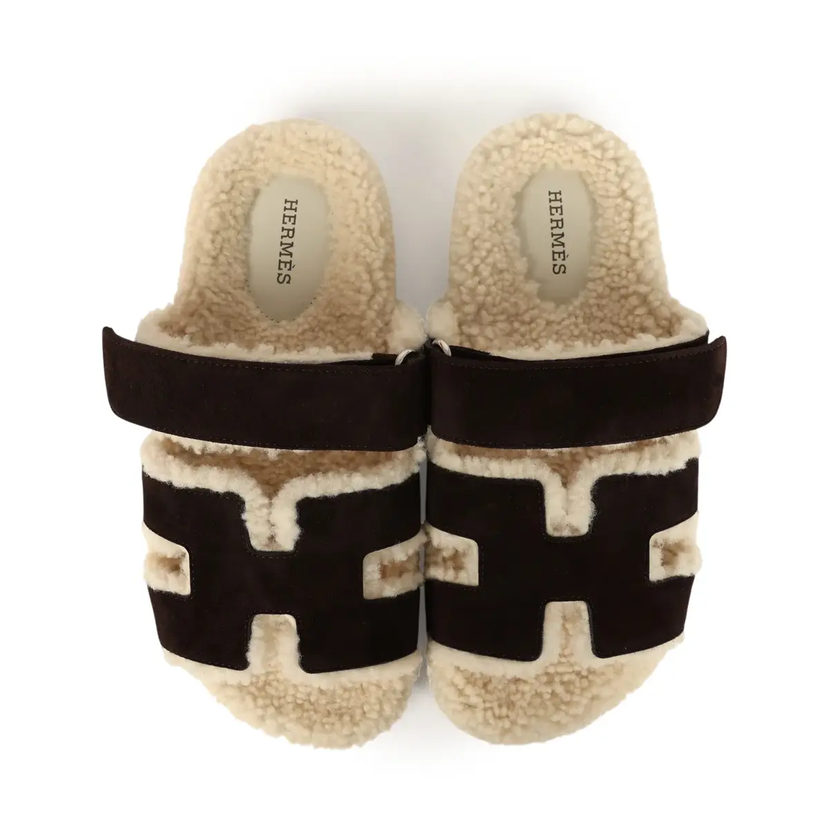 HERMÈS Hermes Chypre Techno Sandals Marron Ebene Suede and Ecru Shearling Palladium Hardware EU | Thumbnail 7 HERMÈS Hermes Chypre Techno Sandals Marron Ebene Suede and Ecru Shearling Palladium Hardware EU | Thumbnail 7