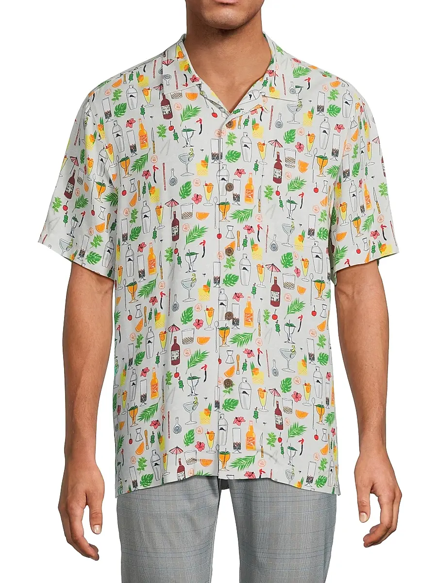 Tommy Bahama Men's Veracruz Cay Lemon Lounge Shirt | Thumbnail 3