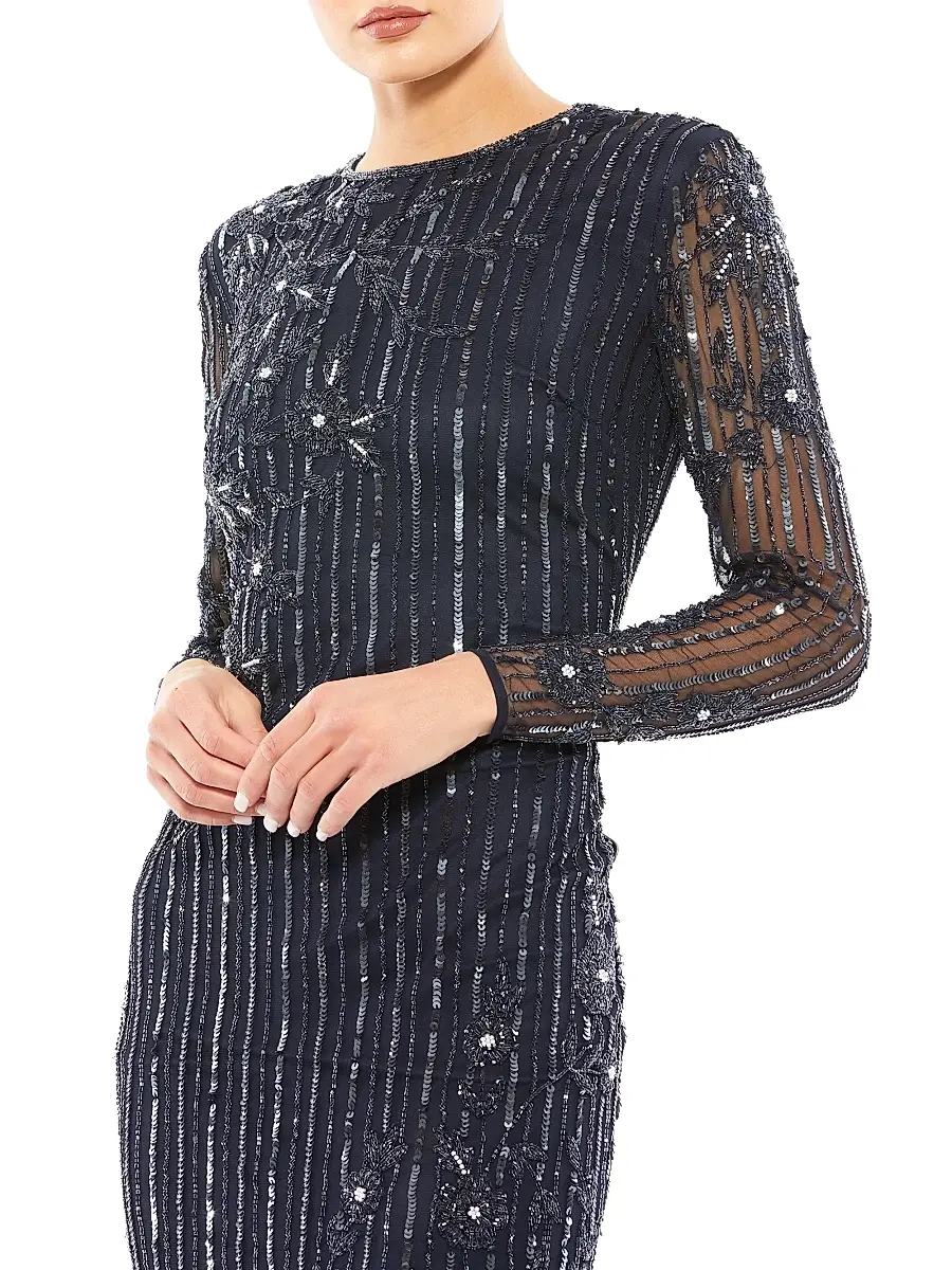 Mac Duggal Women's Embellished Long-Sleeve Gown | Thumbnail 3 Mac Duggal Women's Embellished Long-Sleeve Gown | Thumbnail 3