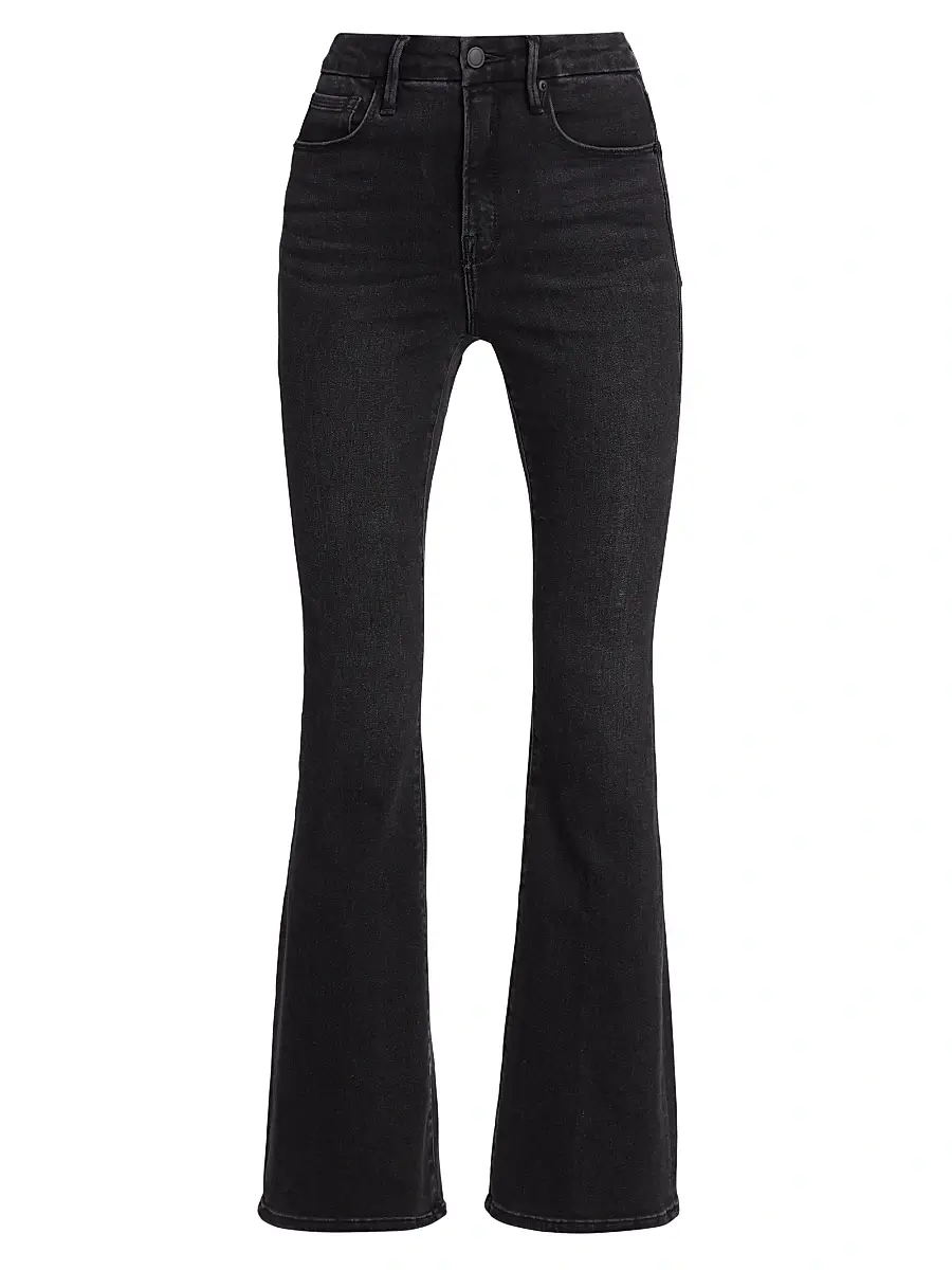 Good American Women's Good Classic High-Rise Stretch Boot-Cut Jeans - Black | Image 1 Good American Women's Good Classic High-Rise Stretch Boot-Cut Jeans - Black | Image 1