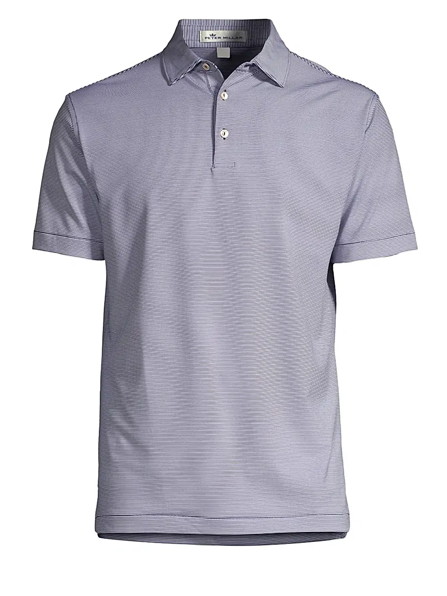 Peter Millar Men's Jubilee Pinstripe Polo - Cottage Blue | Thumbnail 7 Peter Millar Men's Jubilee Pinstripe Polo - Cottage Blue | Thumbnail 7