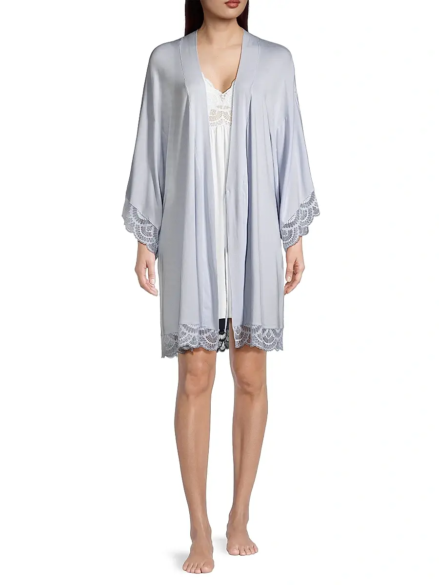 Eberjey Women's Mariana Modal Lace-Trim Robe | Thumbnail 2