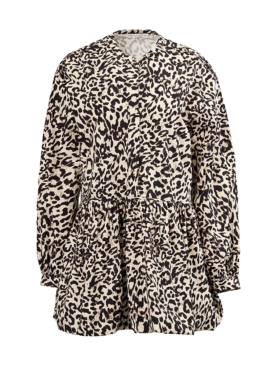 Rebecca Minkoff Women's Khloe Leopard Flowy Minidress - Chalk Leopard Swirl | Image 1 Rebecca Minkoff Women's Khloe Leopard Flowy Minidress - Chalk Leopard Swirl | Image 1
