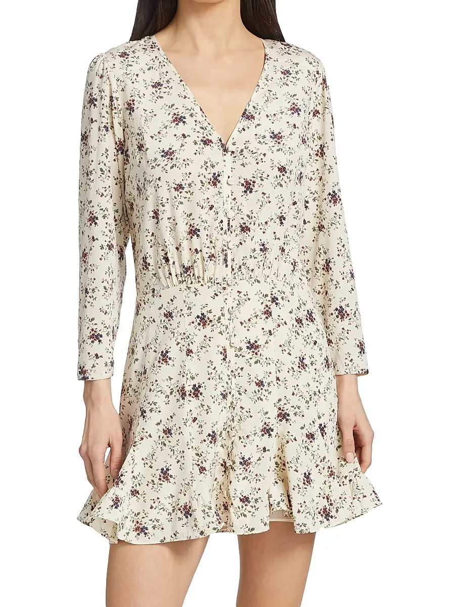 Veronica Beard Women's Riggins Stretch Silk Long-Sleeve Minidress | Thumbnail 3 Veronica Beard Women's Riggins Stretch Silk Long-Sleeve Minidress | Thumbnail 3