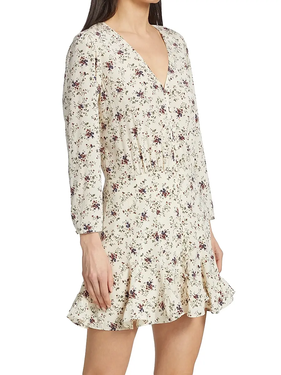 Veronica Beard Women's Riggins Stretch Silk Long-Sleeve Minidress | Thumbnail 4 Veronica Beard Women's Riggins Stretch Silk Long-Sleeve Minidress | Thumbnail 4