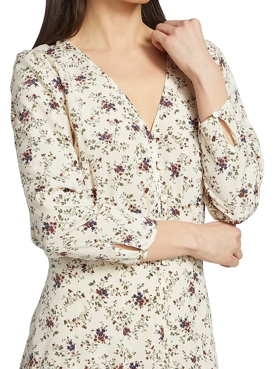 Veronica Beard Women's Riggins Stretch Silk Long-Sleeve Minidress | Thumbnail 6 Veronica Beard Women's Riggins Stretch Silk Long-Sleeve Minidress | Thumbnail 6