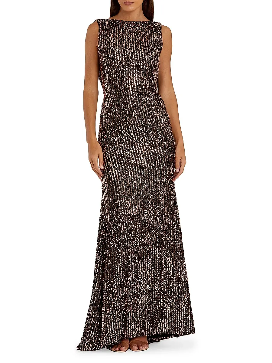 Mac Duggal Women's Ieena 1 Sequined Cowlback Gown