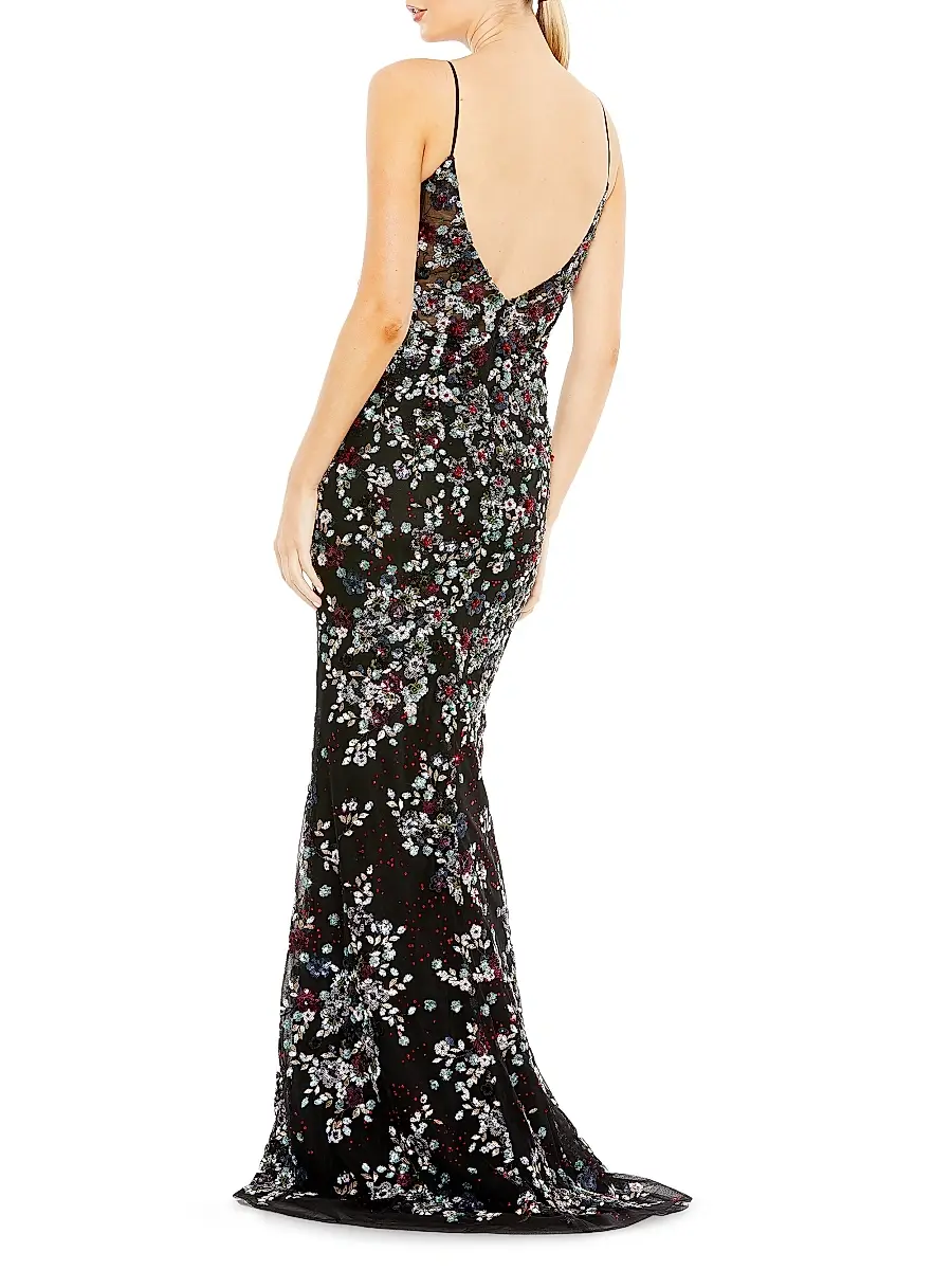 Mac Duggal Women's Floral Embellished Mermaid Gown | Thumbnail 3 Mac Duggal Women's Floral Embellished Mermaid Gown | Thumbnail 3