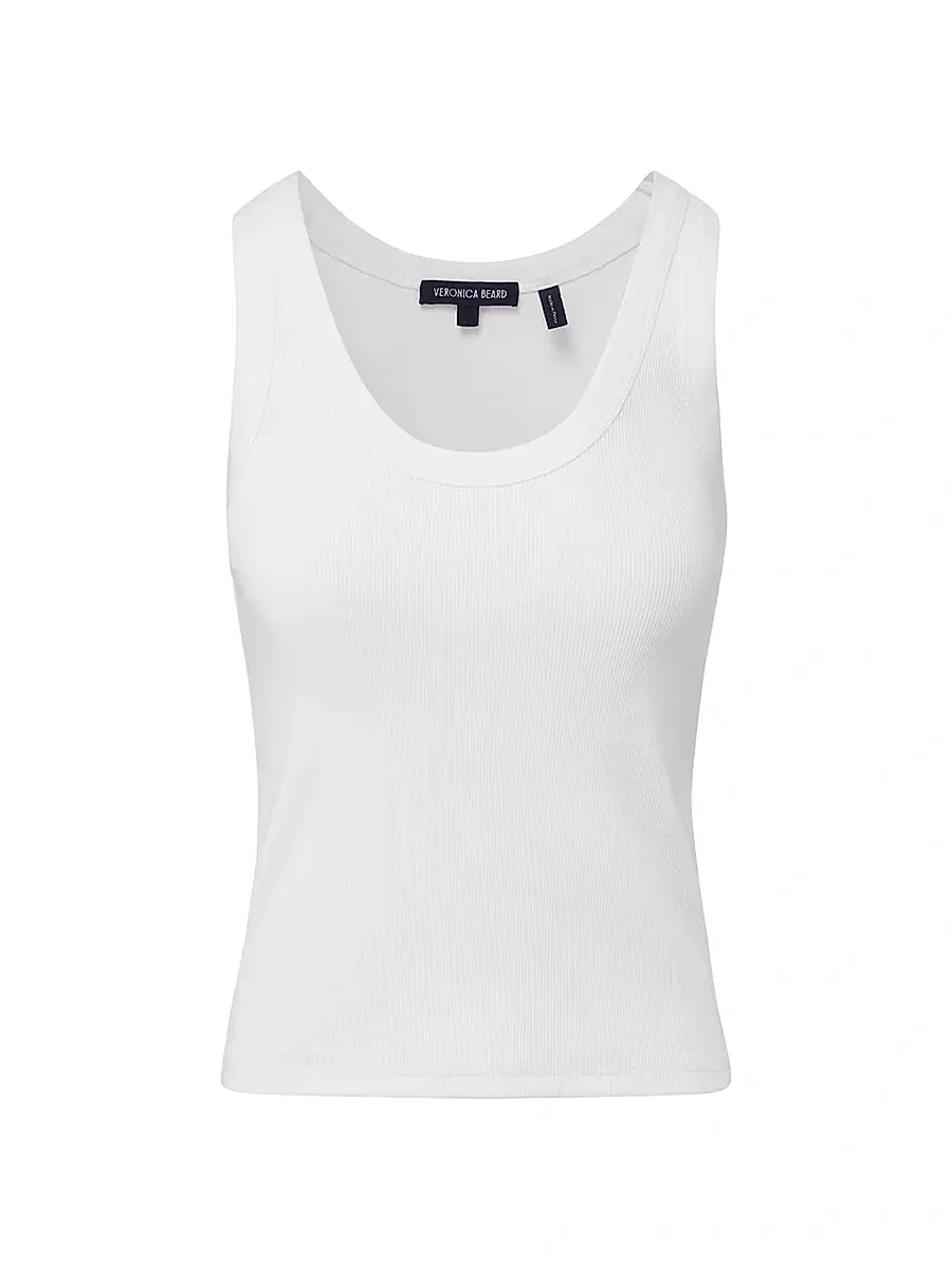 Veronica Beard Women's Birke Cotton-Blend Tank - White | Image 1 Veronica Beard Women's Birke Cotton-Blend Tank - White | Image 1