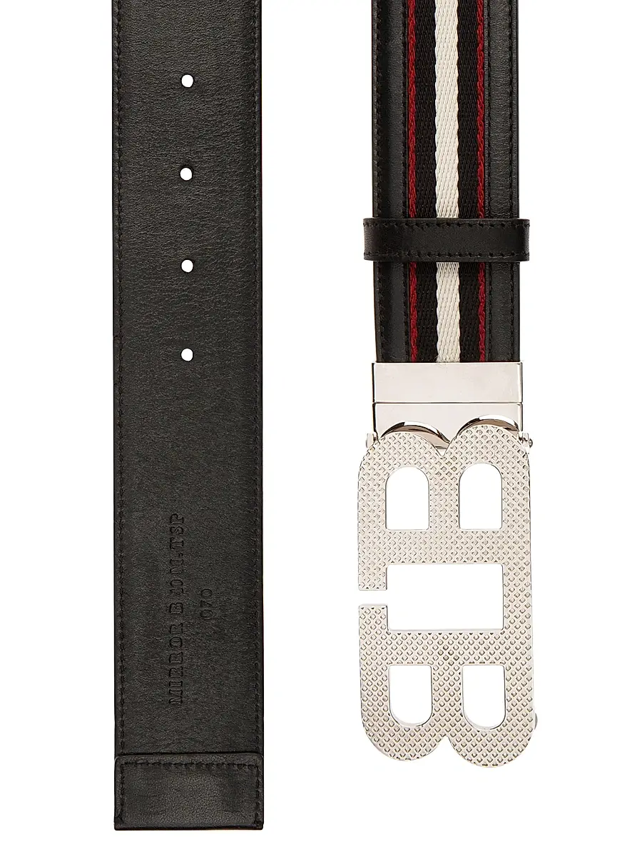 BALLY Men's Mirror B Buckle Reversible Belt | Thumbnail 2 BALLY Men's Mirror B Buckle Reversible Belt | Thumbnail 2