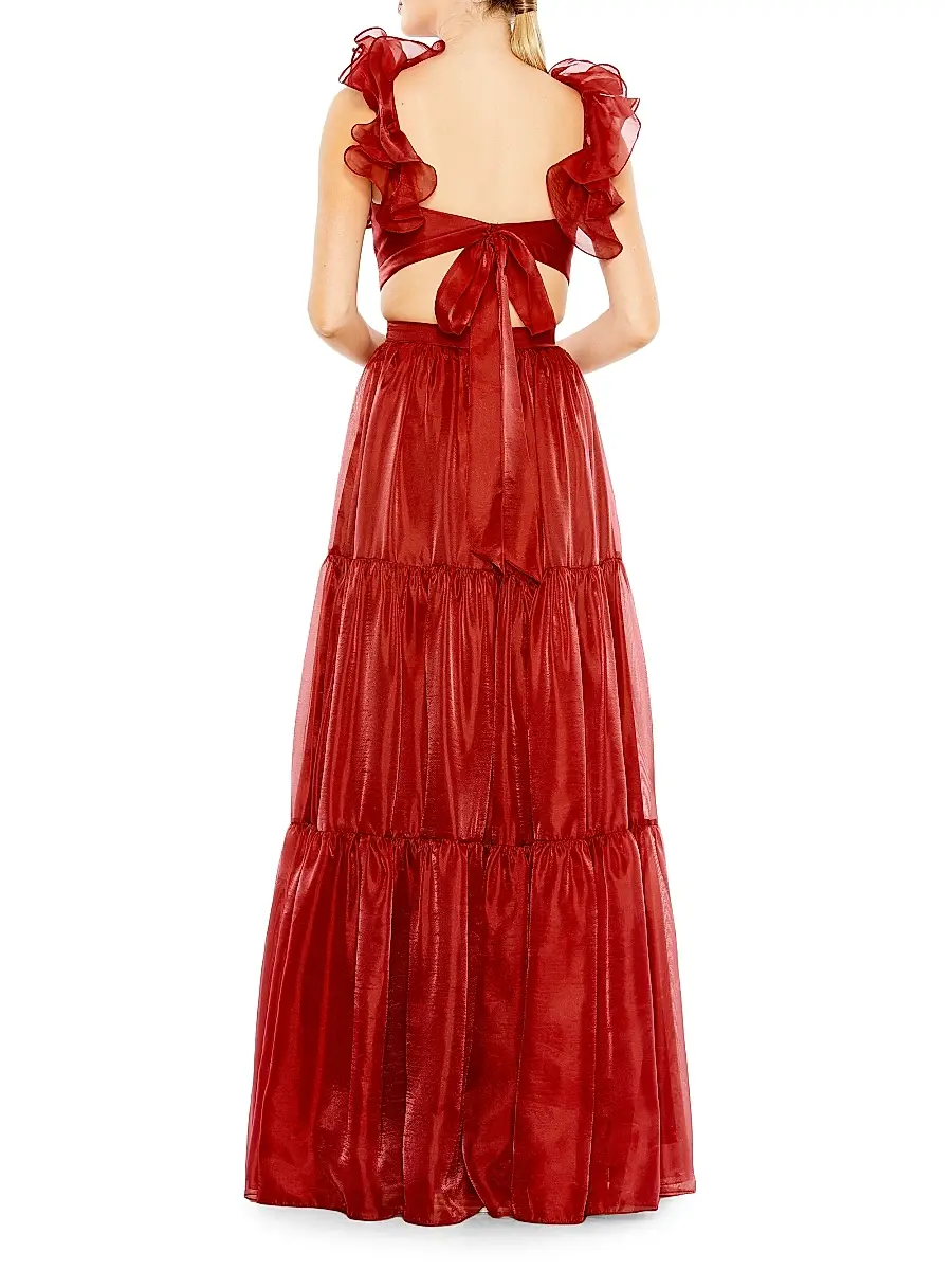 Mac Duggal Women's Tiered Cap Sleeve Gown | Thumbnail 2