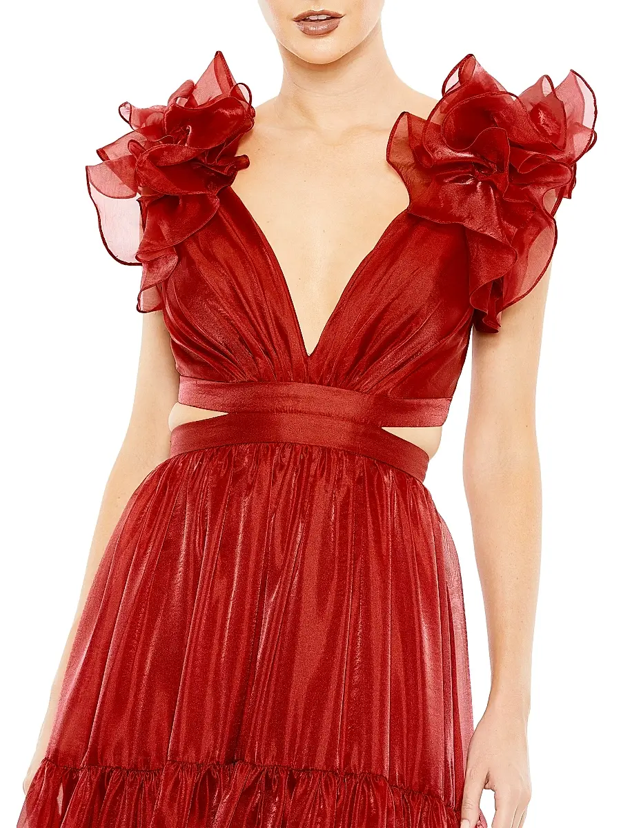 Mac Duggal Women's Tiered Cap Sleeve Gown | Thumbnail 3