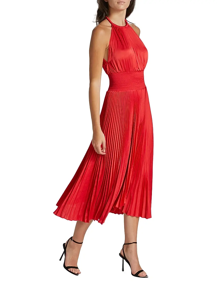 A.L.C. A. L.C. Women's Renzo II Asymmetric Pleated Midi-Dress | Thumbnail 2 A.L.C. A. L.C. Women's Renzo II Asymmetric Pleated Midi-Dress | Thumbnail 2