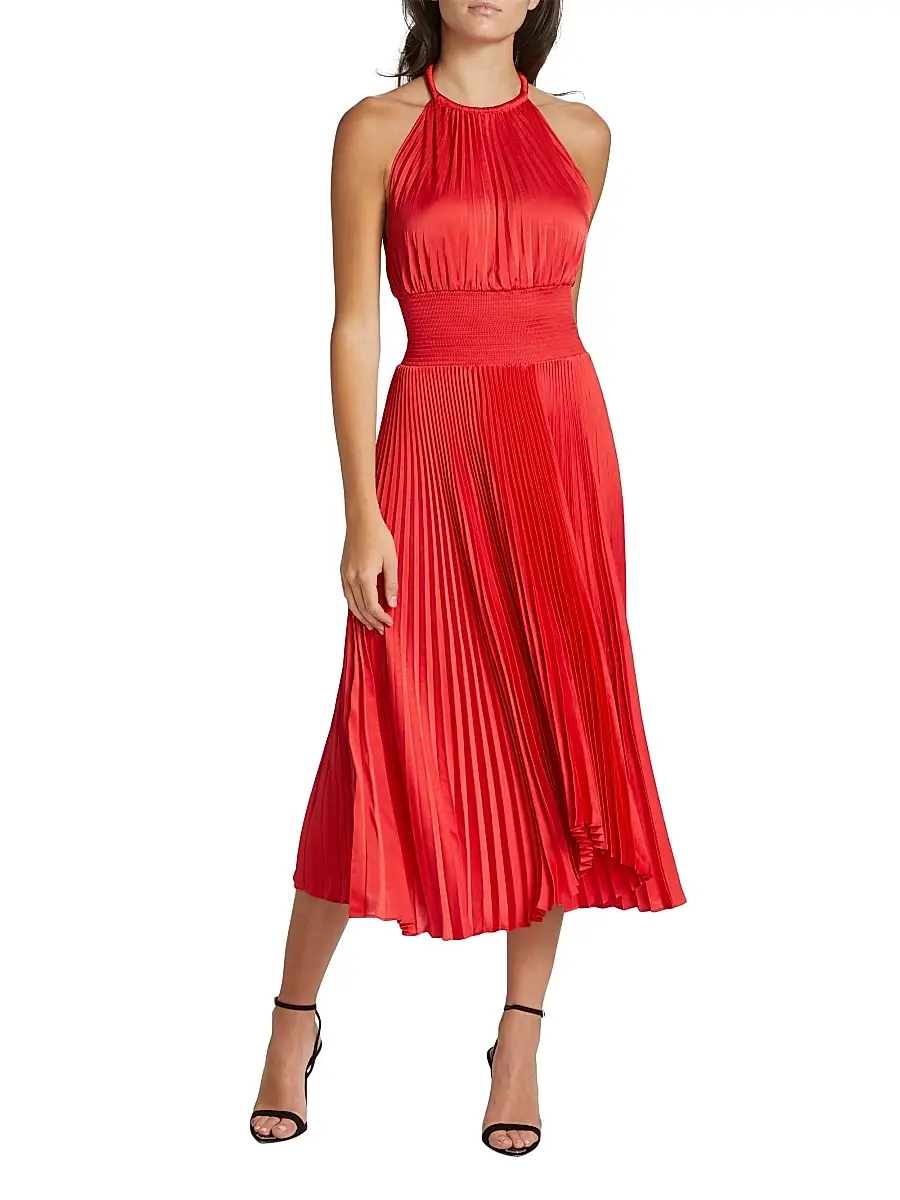 A.L.C. A. L.C. Women's Renzo II Asymmetric Pleated Midi-Dress | Thumbnail 3 A.L.C. A. L.C. Women's Renzo II Asymmetric Pleated Midi-Dress | Thumbnail 3