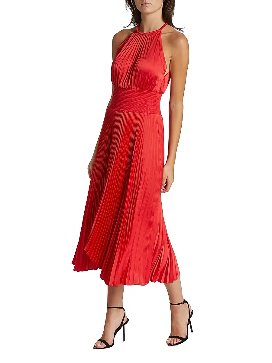 A.L.C. A. L.C. Women's Renzo II Asymmetric Pleated Midi-Dress | Thumbnail 4 A.L.C. A. L.C. Women's Renzo II Asymmetric Pleated Midi-Dress | Thumbnail 4