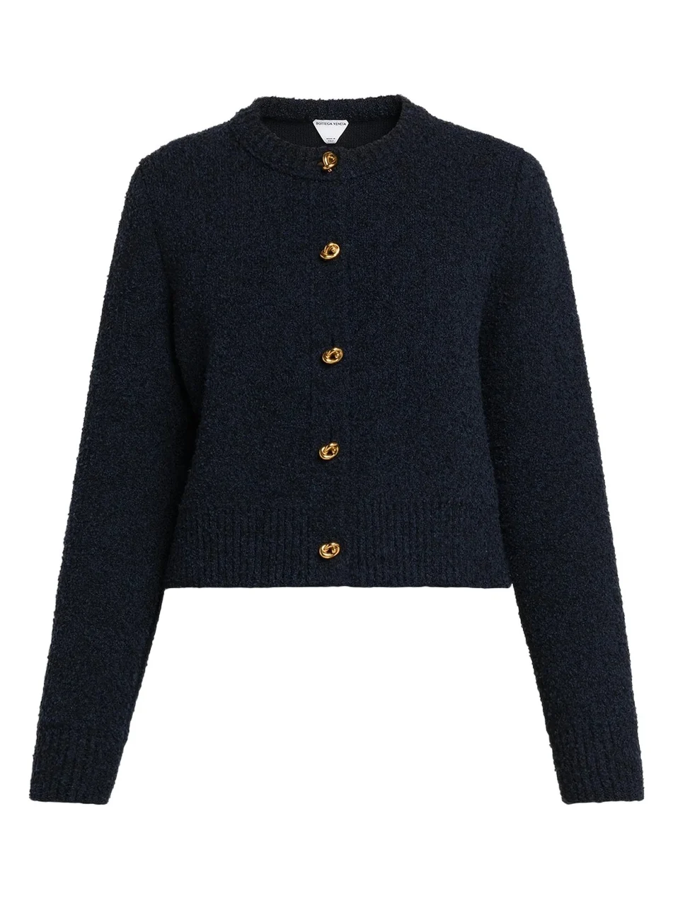 Women's Bouclé Knit Crewneck Cardigan