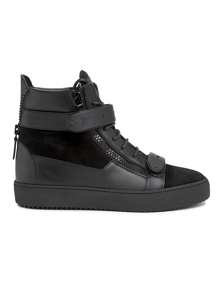 Giuseppe Zanotti Men's Ru50040 Leather High-Top Sneakers - Black | Image 1 Giuseppe Zanotti Men's Ru50040 Leather High-Top Sneakers - Black | Image 1