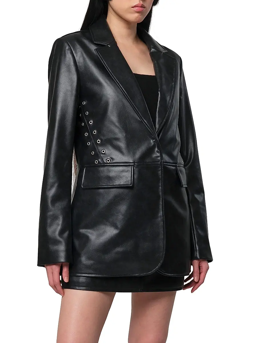 Apparis Women's Kelan Faux Leather Blazer | Thumbnail 3 Apparis Women's Kelan Faux Leather Blazer | Thumbnail 3