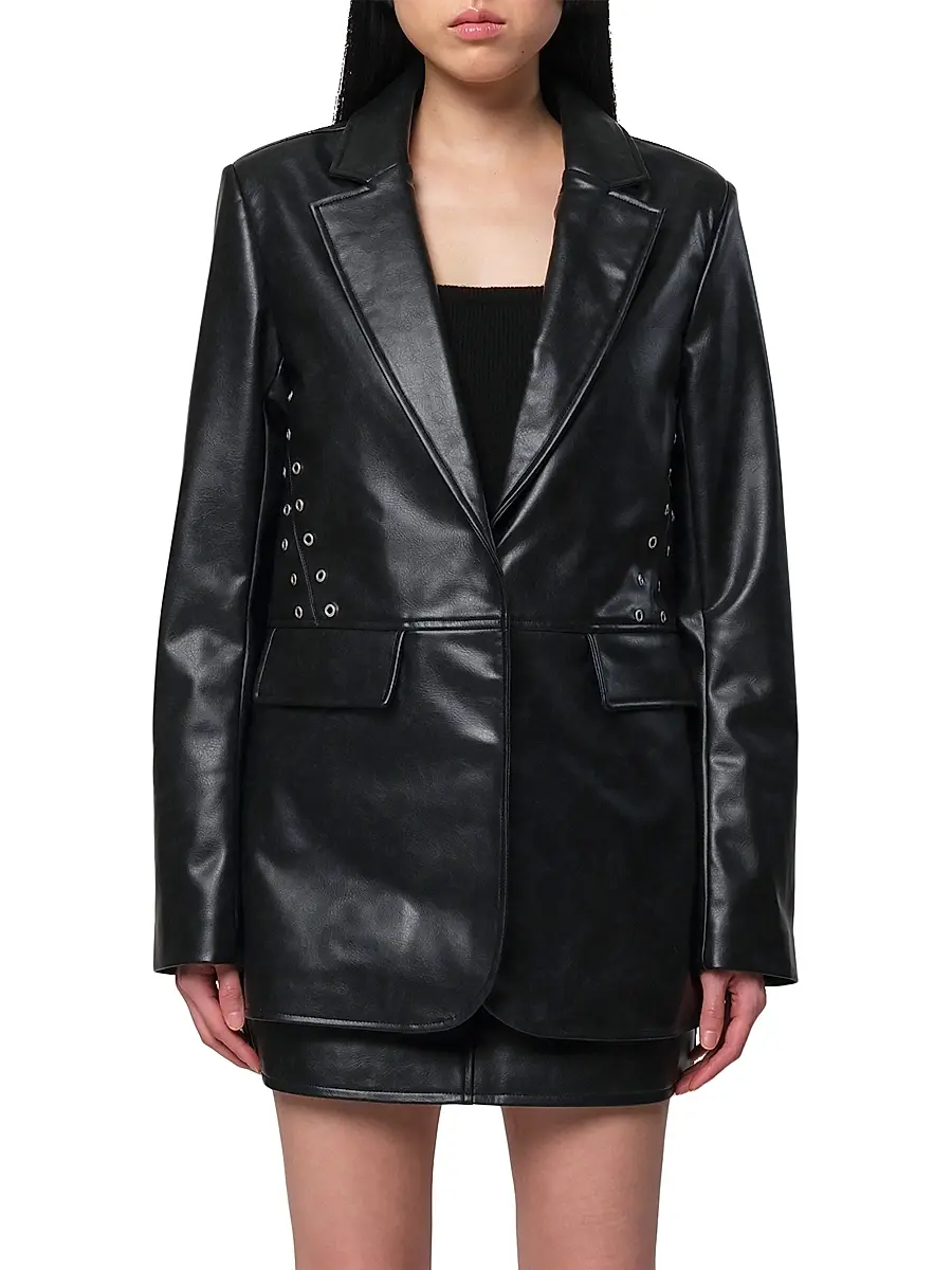 Apparis Women's Kelan Faux Leather Blazer - Noir | Image 1 Apparis Women's Kelan Faux Leather Blazer - Noir | Image 1