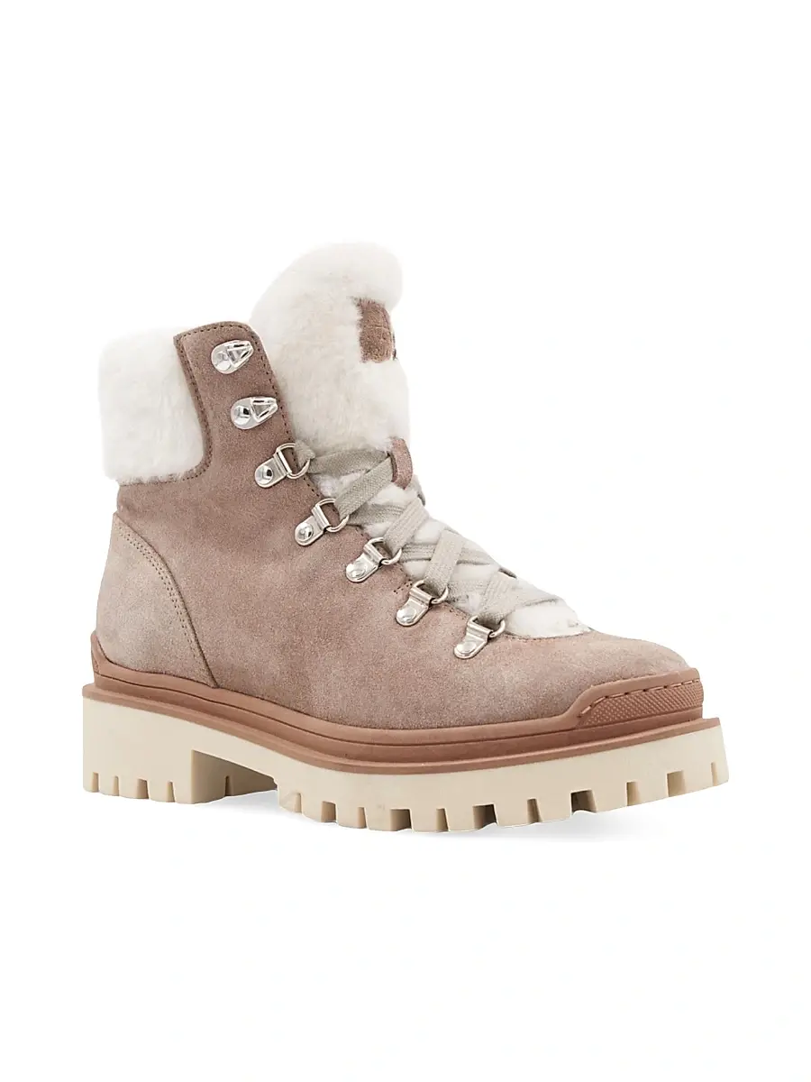 Aquatalia Women's Coralie 40MM Suede & Shearling Booties - Taupe | Thumbnail 2 Aquatalia Women's Coralie 40MM Suede & Shearling Booties - Taupe | Thumbnail 2