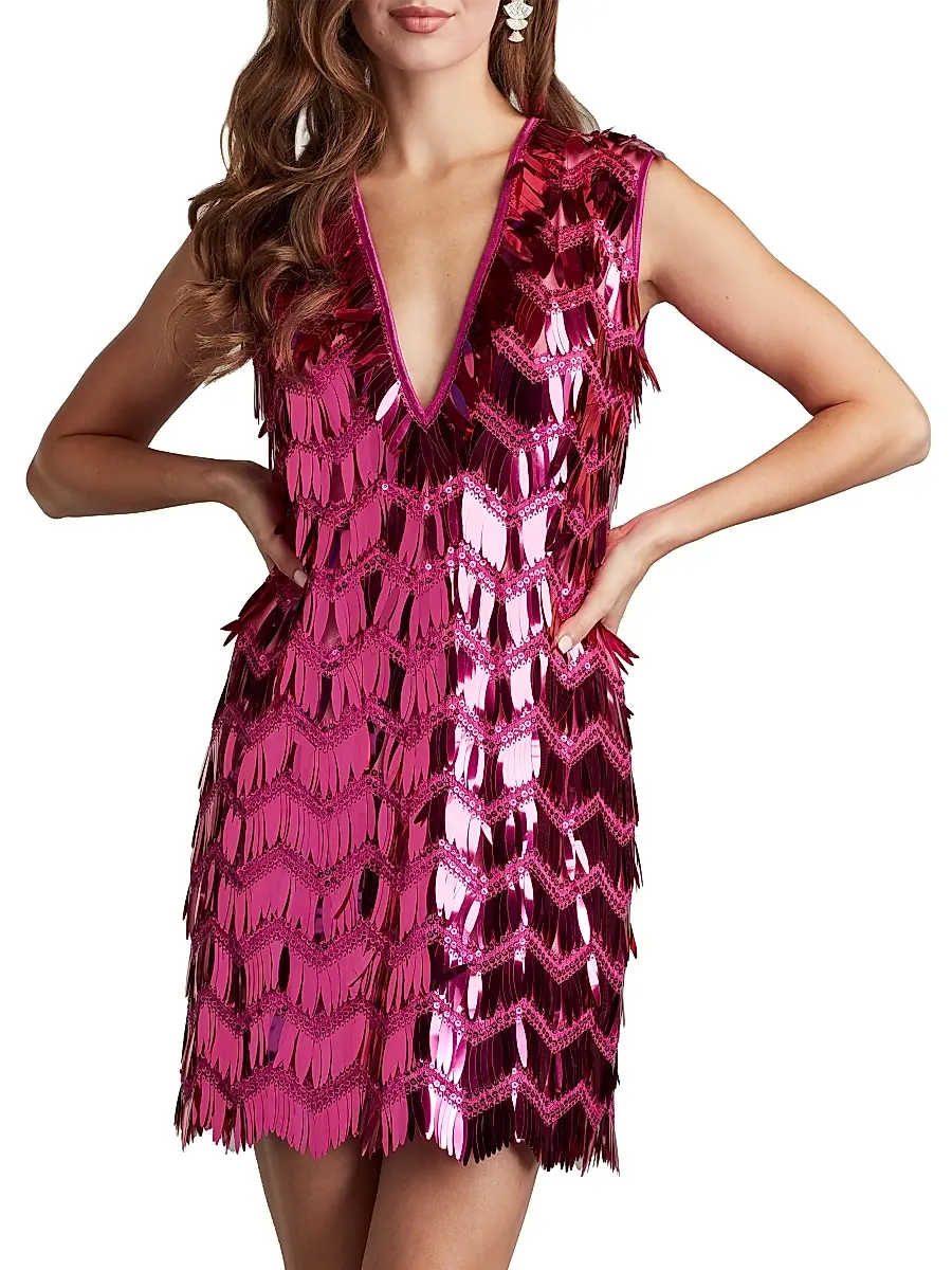 Sho by Tadashi Shoji Women's Sequin Fringe Sleeveless Minidress | Thumbnail 3 Sho by Tadashi Shoji Women's Sequin Fringe Sleeveless Minidress | Thumbnail 3