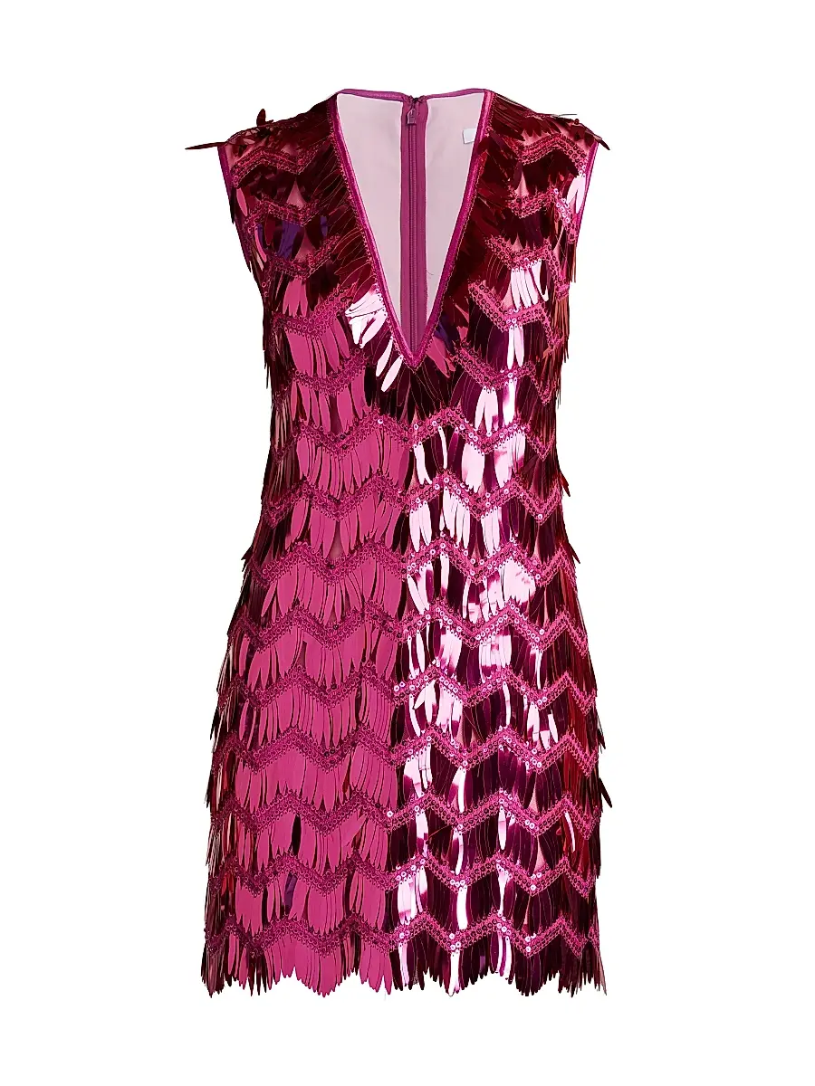 Sho by Tadashi Shoji Women's Sequin Fringe Sleeveless Minidress