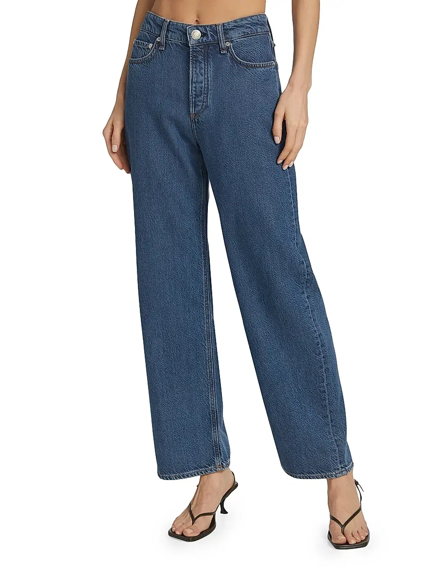 rag & bone Women's Logan Mid-Rise Featherweight Wide-Leg Jeans | Thumbnail 3