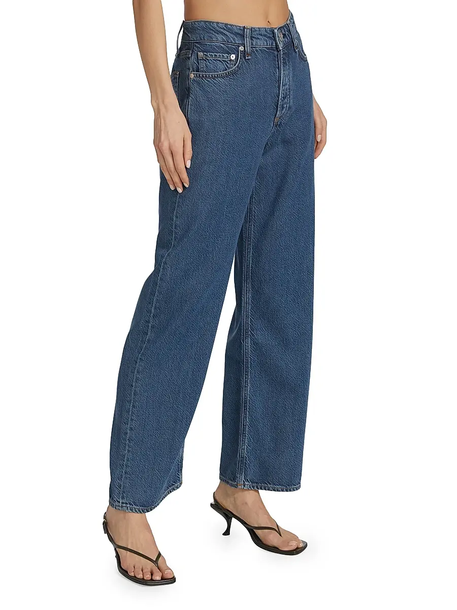 rag & bone Women's Logan Mid-Rise Featherweight Wide-Leg Jeans | Thumbnail 4