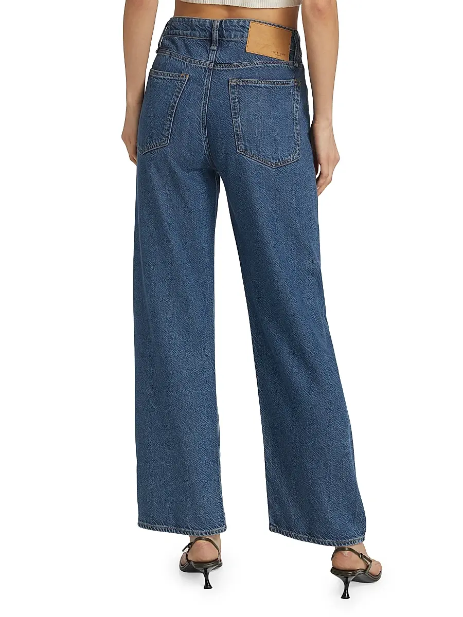 rag & bone Women's Logan Mid-Rise Featherweight Wide-Leg Jeans | Thumbnail 5