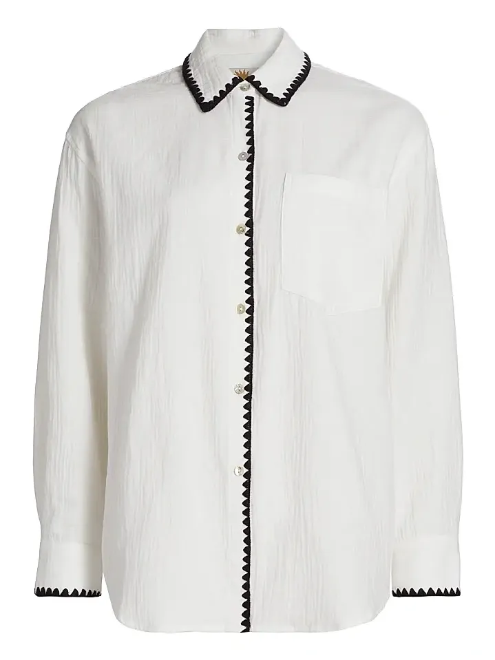 RAILS Women's Idania Contrast-Piped Cotton Shirt