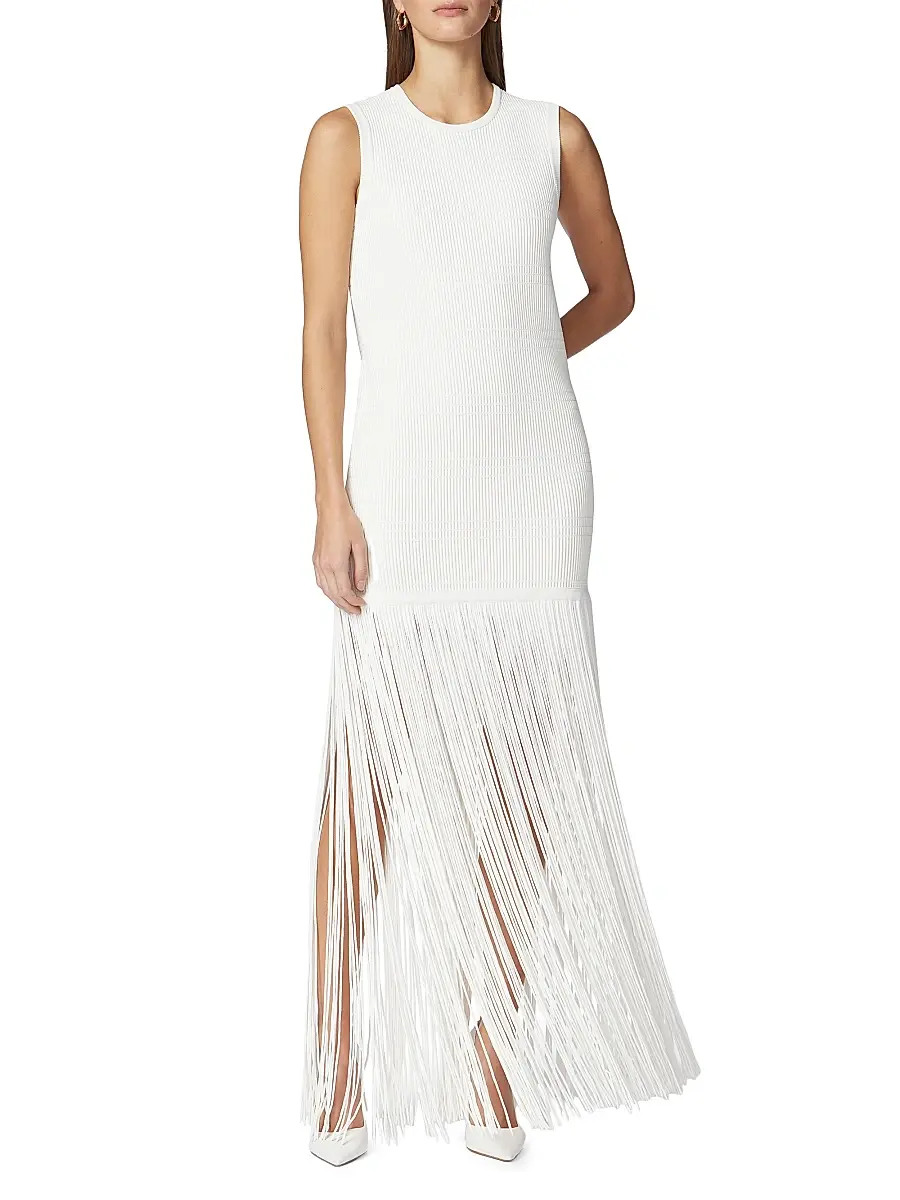 Hervé Léger Women's Ottoman-Knit Fringe Maxi Dress | Thumbnail 2 Hervé Léger Women's Ottoman-Knit Fringe Maxi Dress | Thumbnail 2