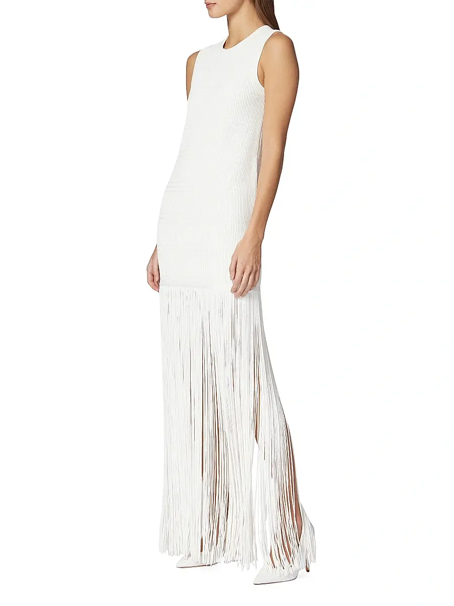 Hervé Léger Women's Ottoman-Knit Fringe Maxi Dress | Thumbnail 4 Hervé Léger Women's Ottoman-Knit Fringe Maxi Dress | Thumbnail 4